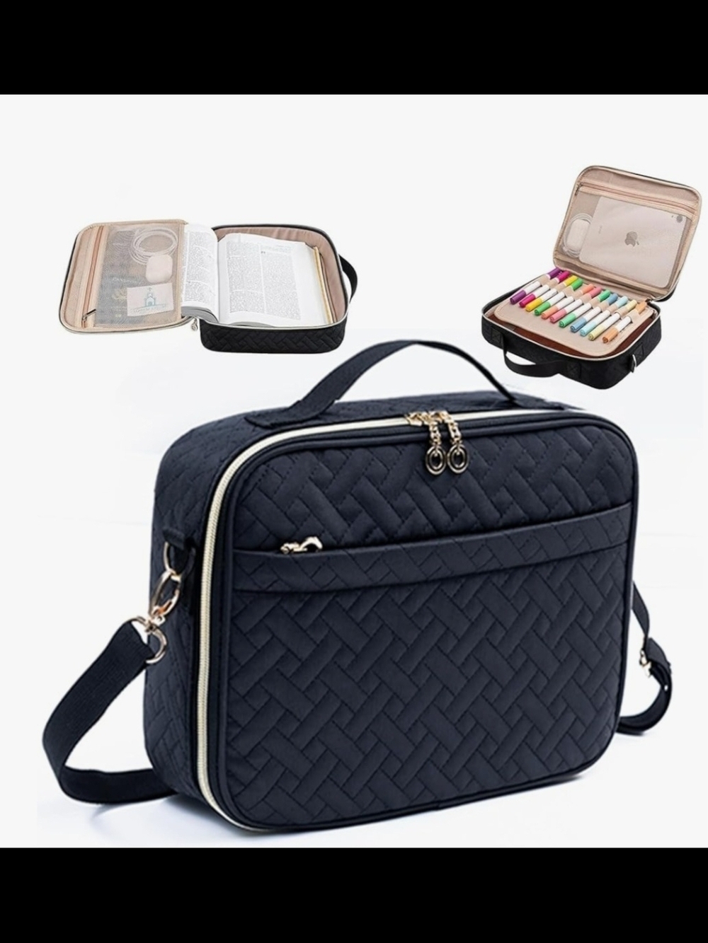 Shvigel Stylish Large Quilted Bible Case with  Handle